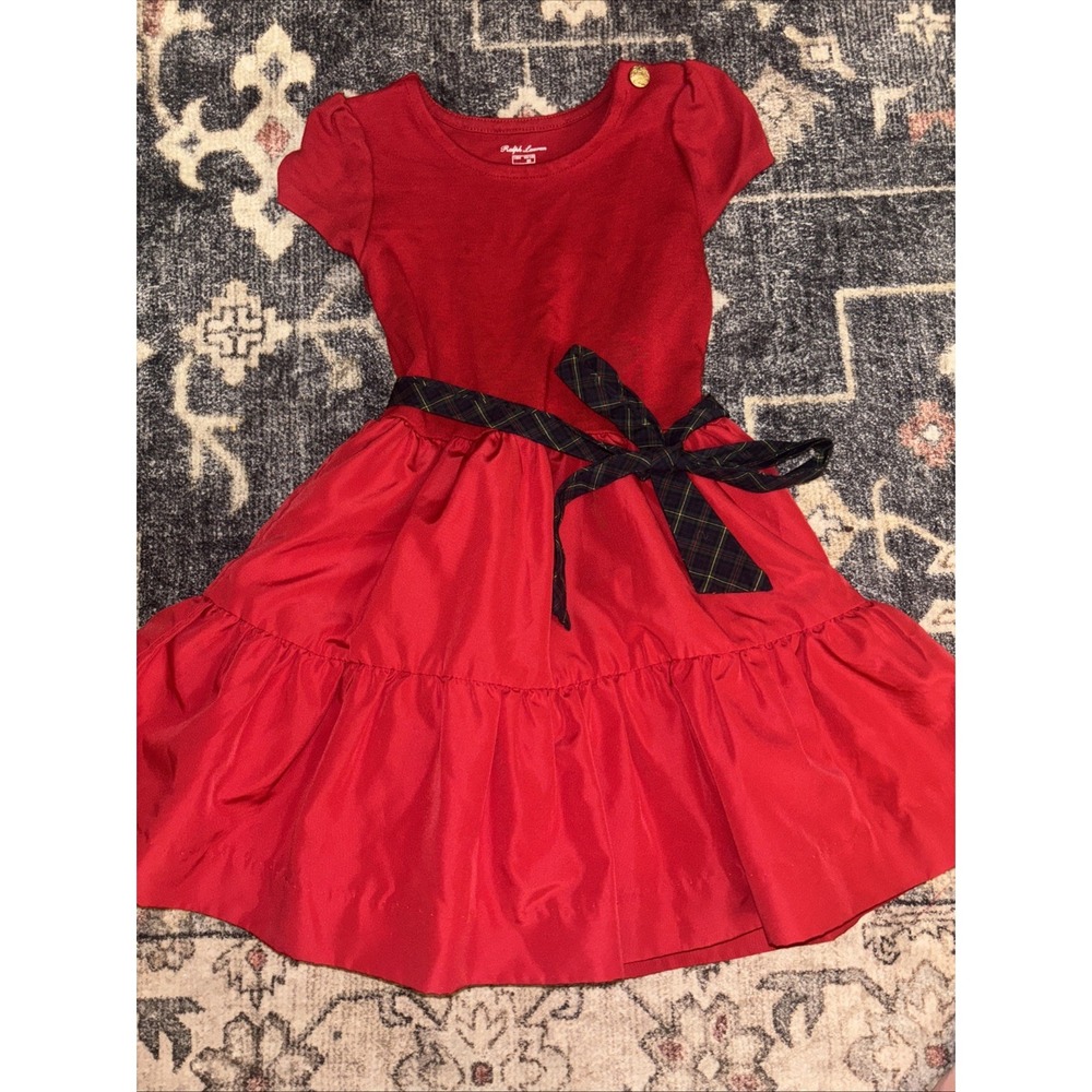 Ralph Lauren Polo Toddler Girls Size 18 Months Red Belted Dress